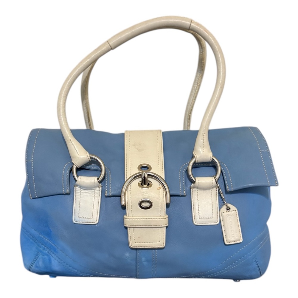 Coach Blue and white leather purse